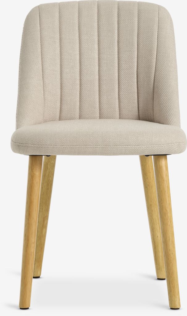 Chaise de salle à manger ADSLEV avec accoudoirs, tissu beige/couleur chêne