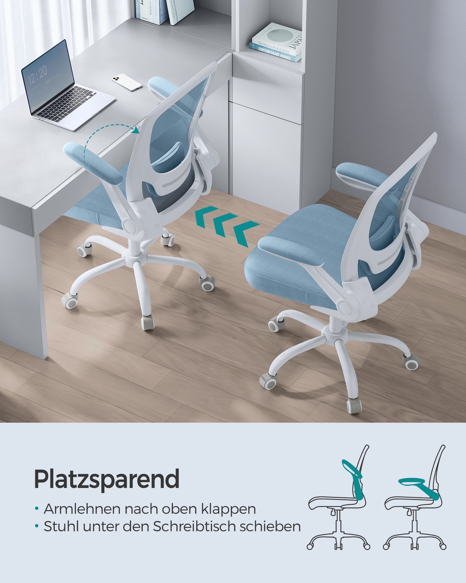 SONGMICS Bürostuhl, Schreibtischstuhl, atmungsaktive Netzbespannung