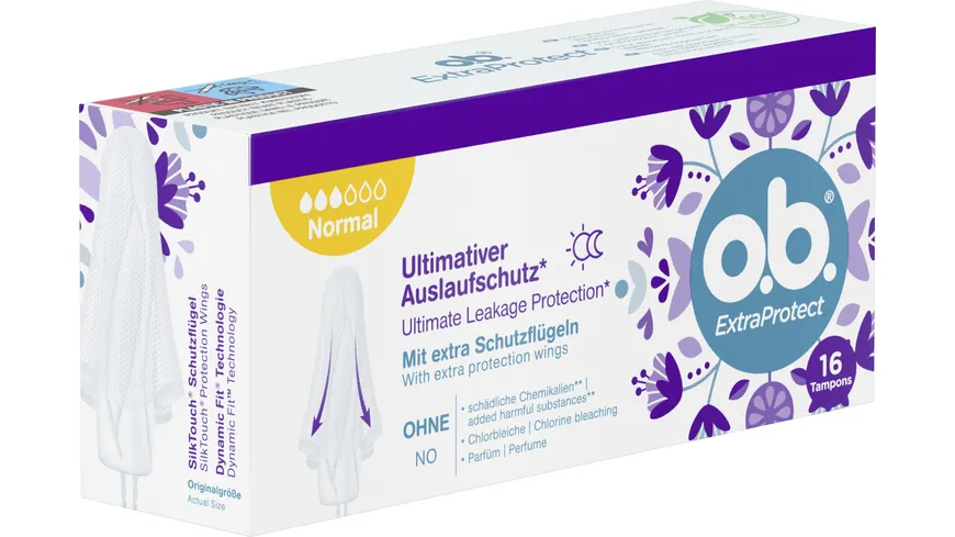 o.b. Tampons Extra Protect ultimativer Auslaufschutz mit extra Schutzflügeln