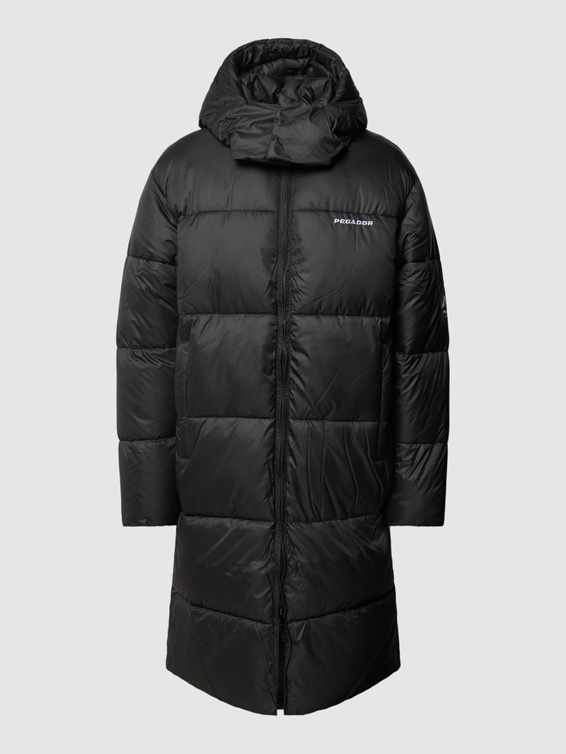 Steppmantel mit Kapuze in schwarz