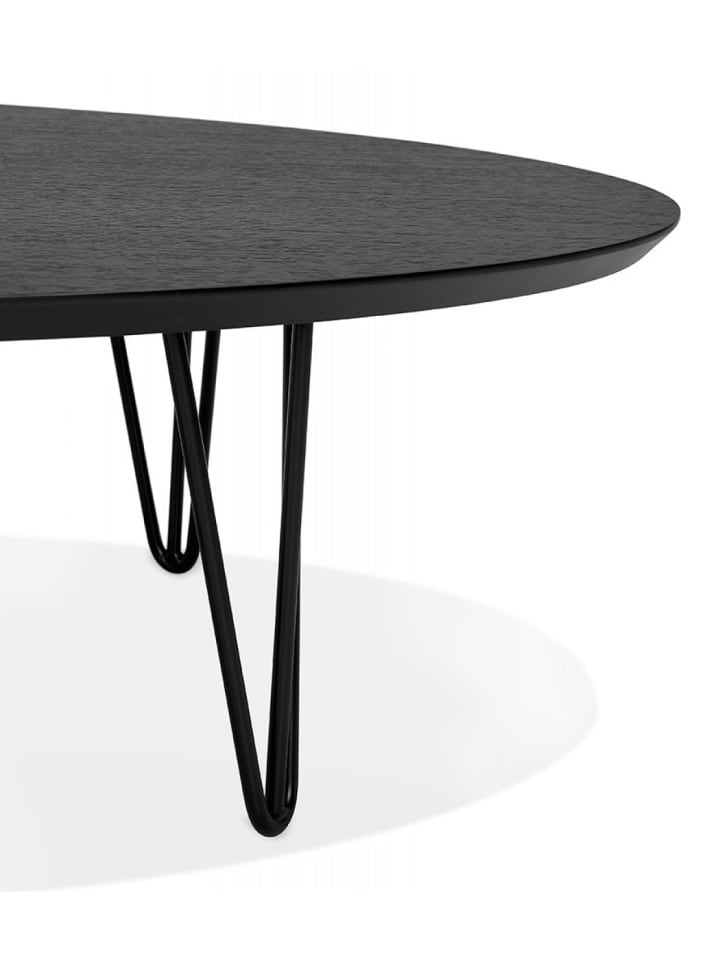 KADIMA DESIGN Salon Couchtisch Oval Esche Schwarz Metall | Modern Elegant in Schwarz günstig kaufen onesize