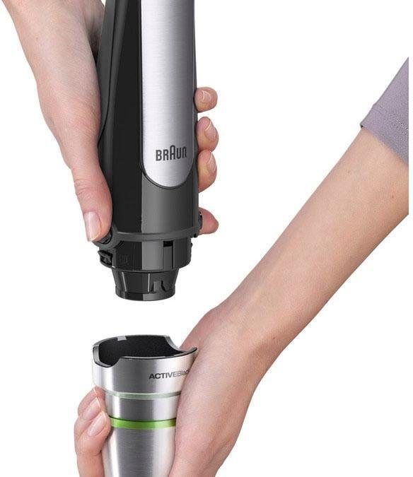 Braun Stabmixer MQ7025X MultiQuick 7, 1000 W, mit Schneebesen, 350ml Zerkleinerer, 600ml Mixbecher