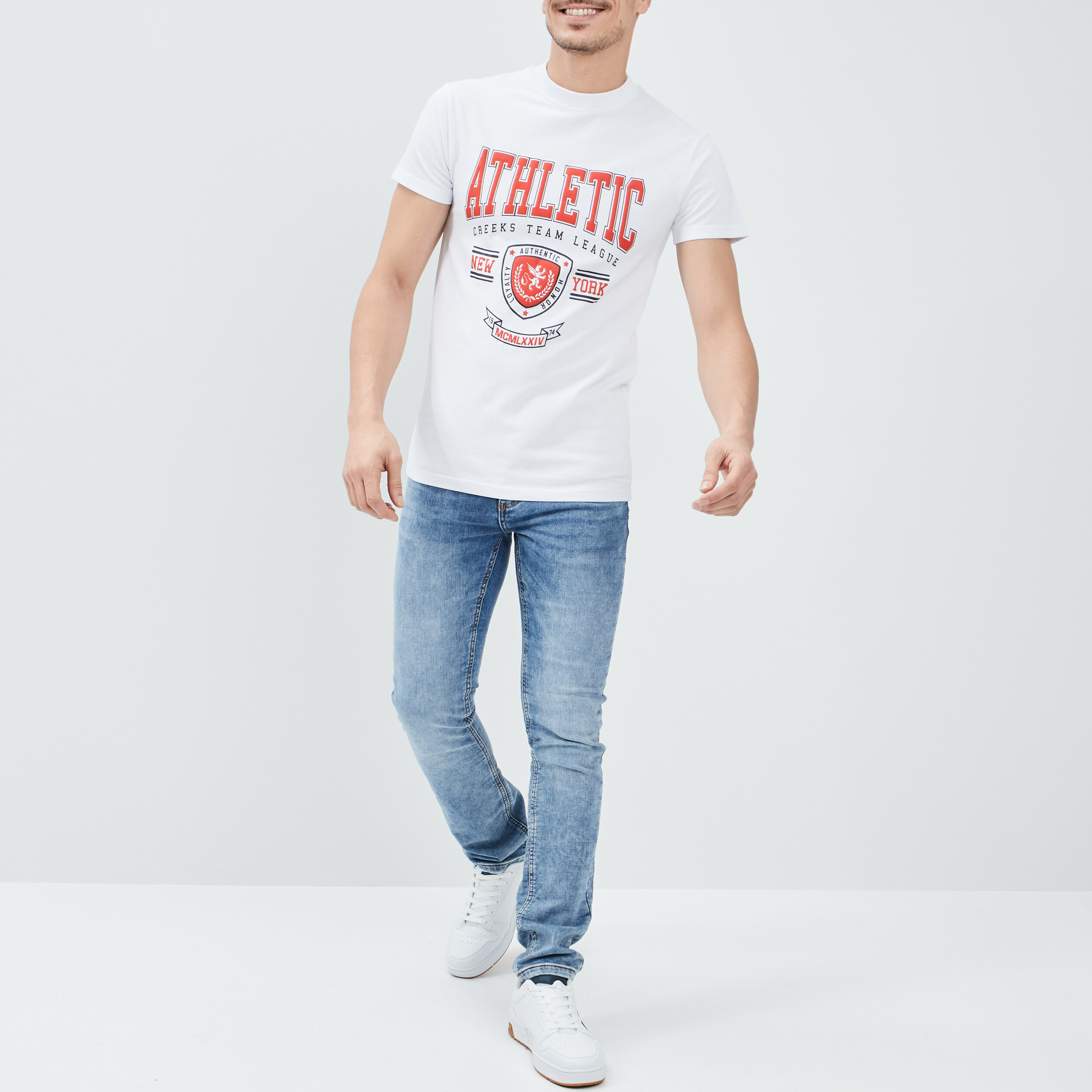 T-shirt manches courtes Creeks blanc homme | La Halle