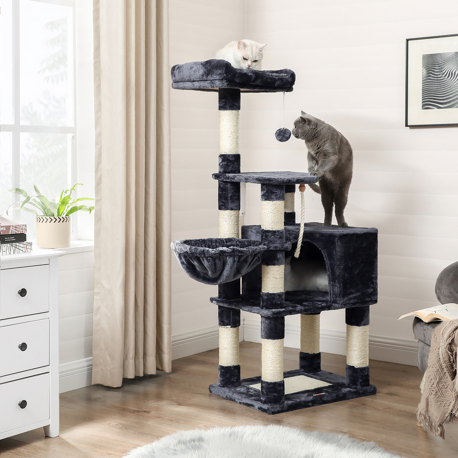 FEANDREA Kratzbäume FEANDREA Kletterbaum 138cm Rauchgrau dunkelgrau