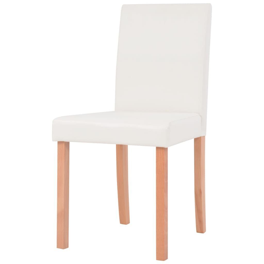 vidaXL Essgruppe Esszimmertisch und Stühle 5-tlg. Kunstleder Eiche Cremeweiß, (5-tlg)