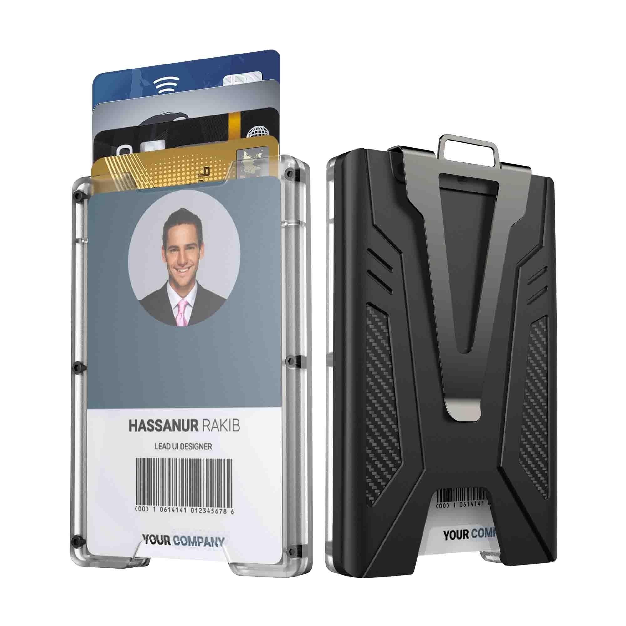 Mutoy Geldbörse Kreditkartenetui mit Geldklammer, Kartenetui RFID NFC Schutz (mit 1 Ausweishalter mit Durchsichtigem Fenster,Hält 5 Karten mit Cash-Clip), Klein und leicht, Dauerhafte Qualität