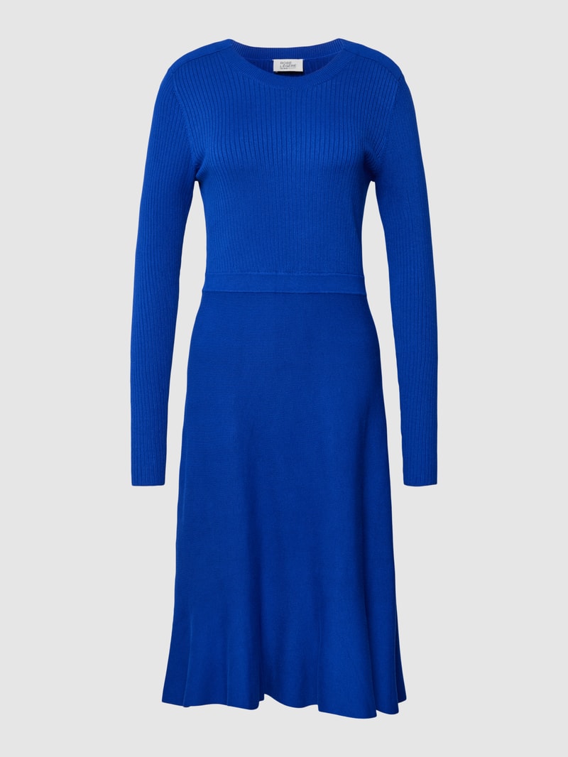 Knielanges Strickkleid aus Viskosemischung in royalblau