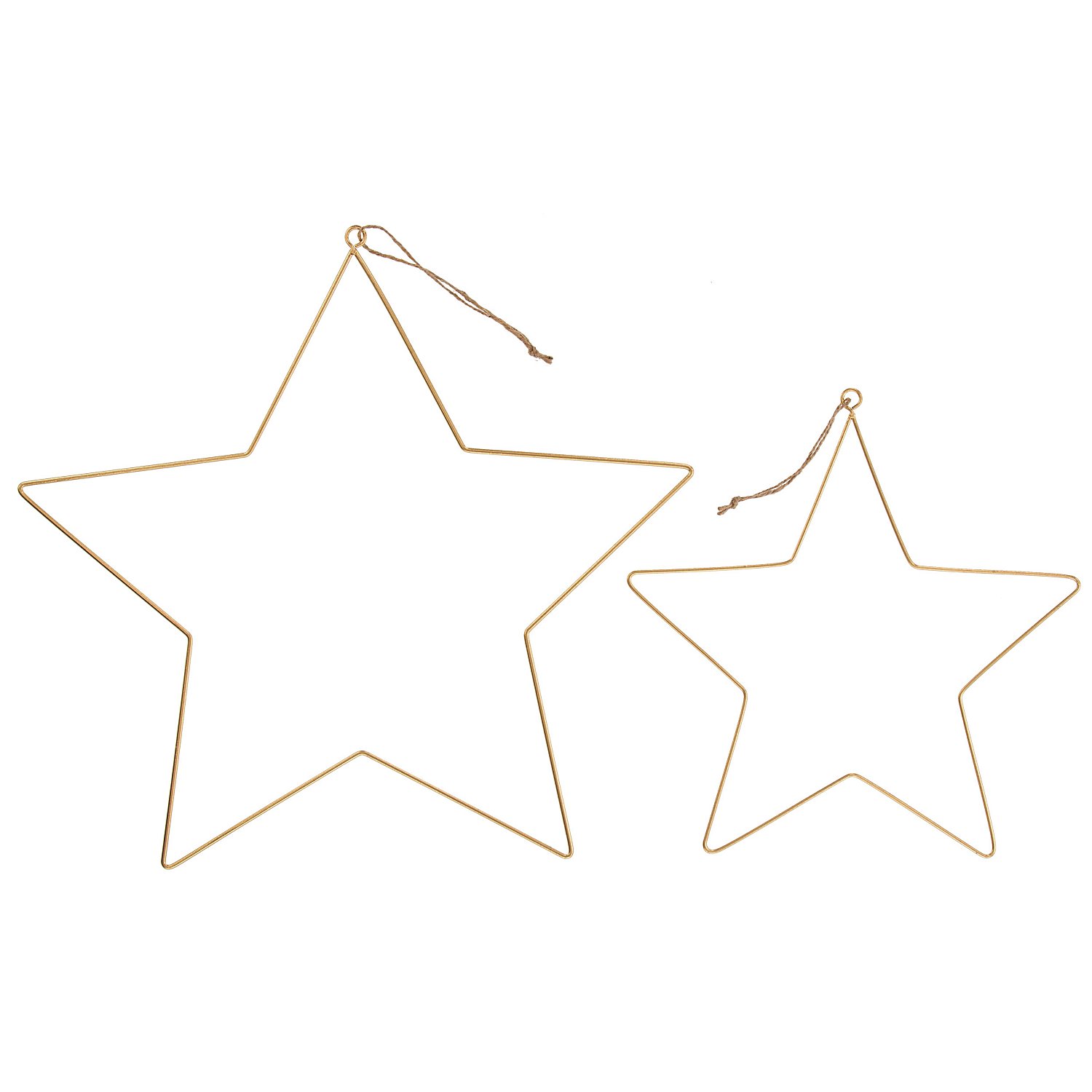 Drahtsterne, gold, 25 cm und 35 cm, 2 Stück