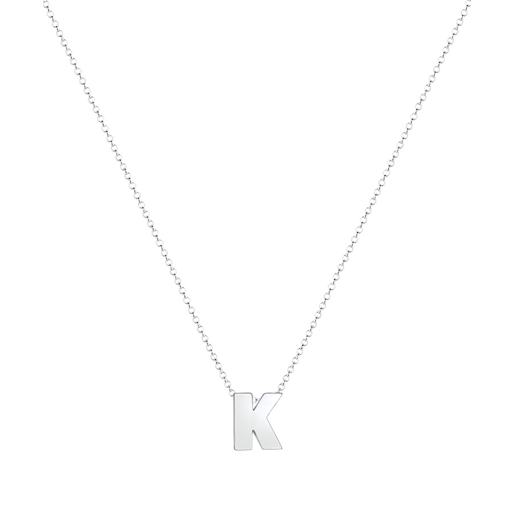 Elli Elli Collier Femme Pendentif Lettre K Initiale - (925/1000) Argent Bijoux