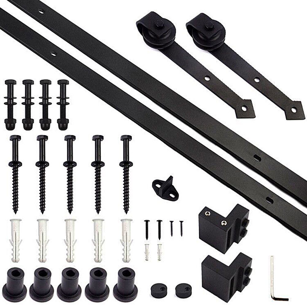 Clanmacy Schiebetür Schiebetür 183 cm Schiebetürsystem Laufschiene Schiebetürbeschlag Set, 183 cm