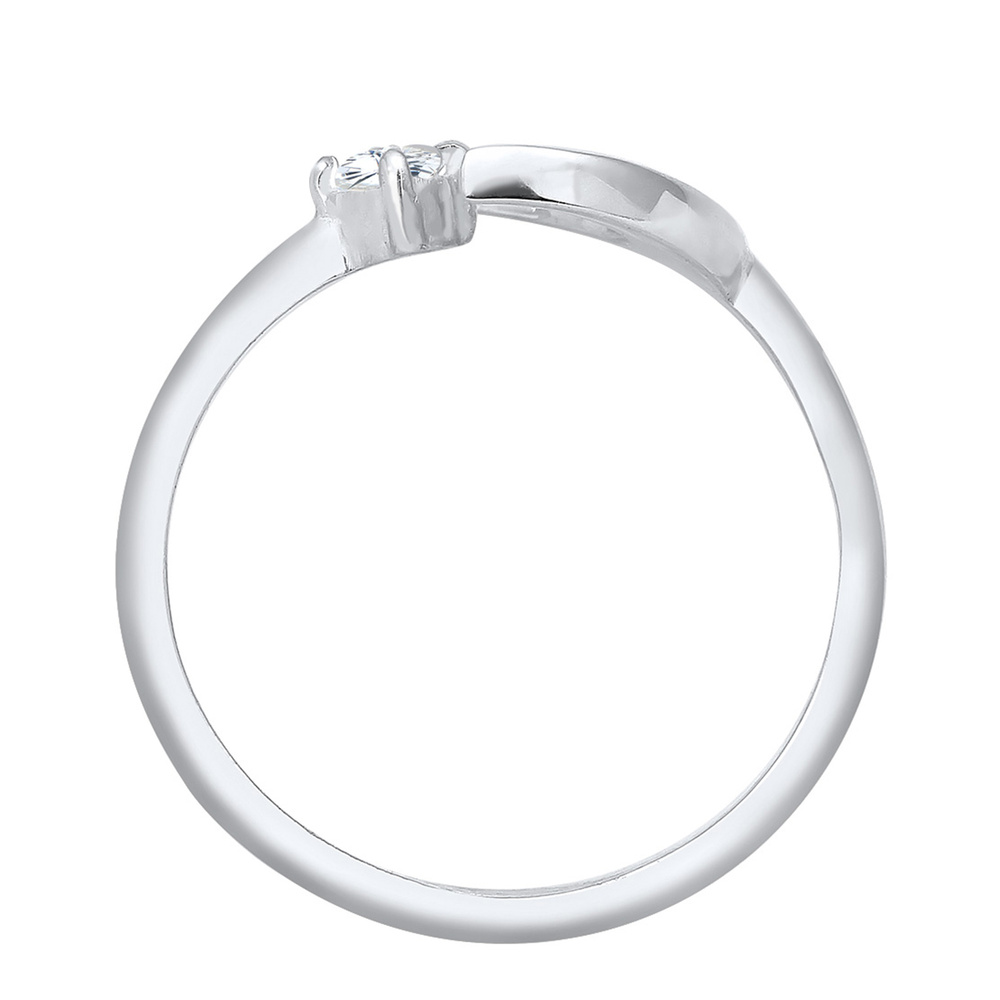 Elli Elli Bague Femmes Demi-lune Astro Ouvert avec Cristal de Zirconium en Argent Ster Bague
