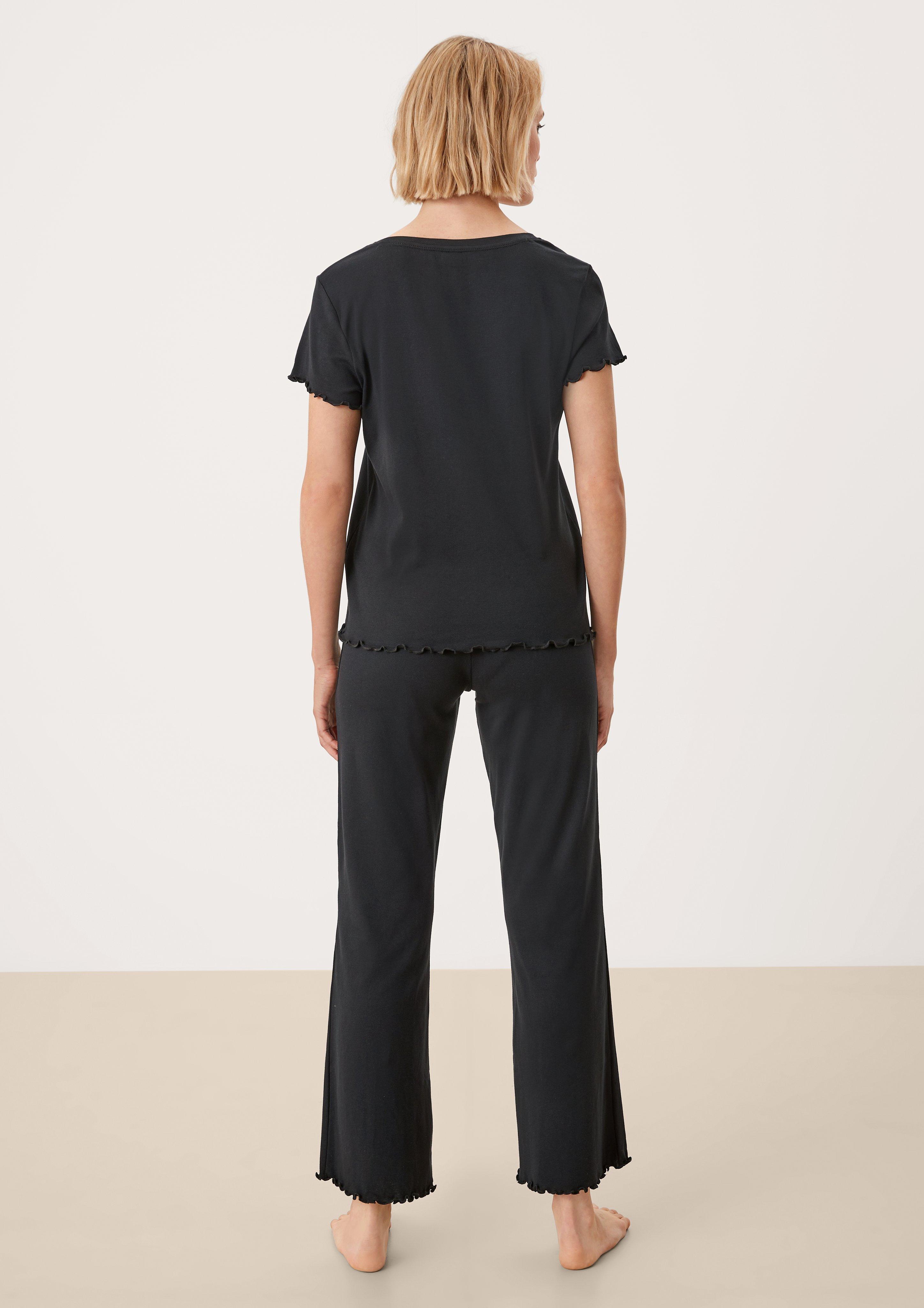 Pyjamashirt mit Wellensaum  6006120-9999