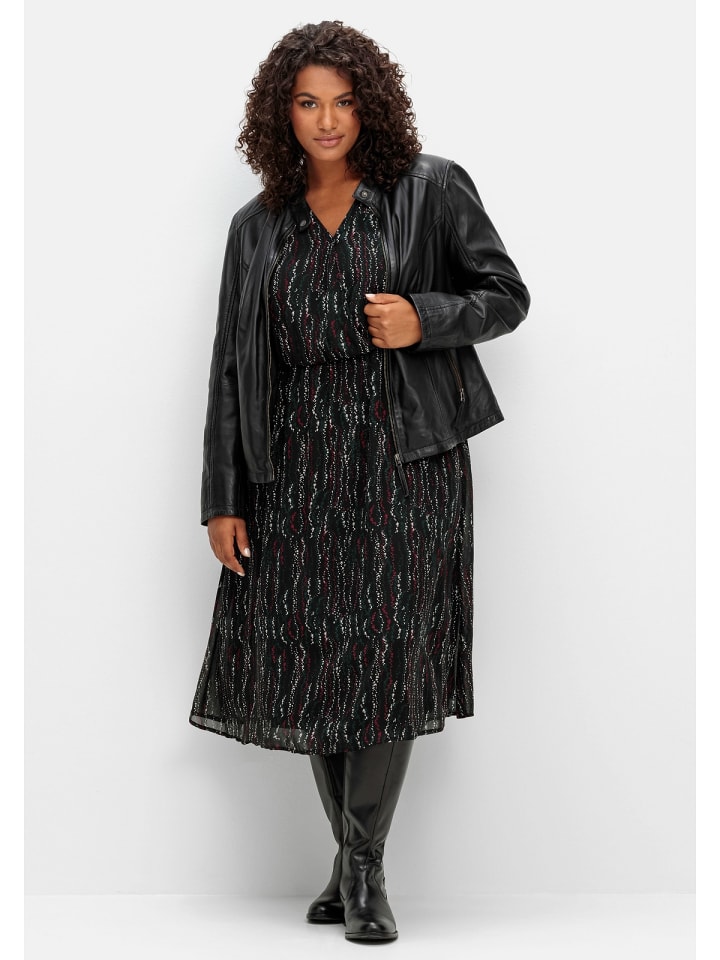 sheego Chiffonkleid in schwarz gemustert günstig kaufen 48