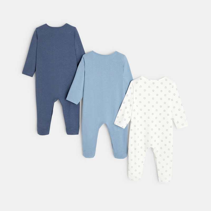 Dors-bien velours (lot de 3) bleu naissance