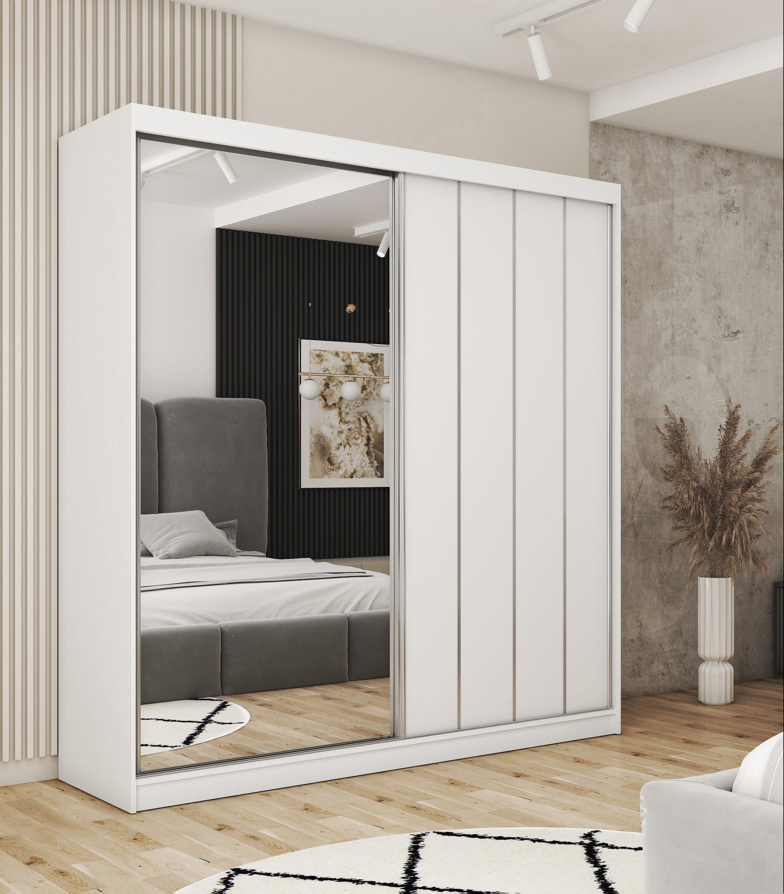 A&J MöbelLand GmbH Schwebetürenschrank GLIDE, 2-türig Schrank mit Spiegel