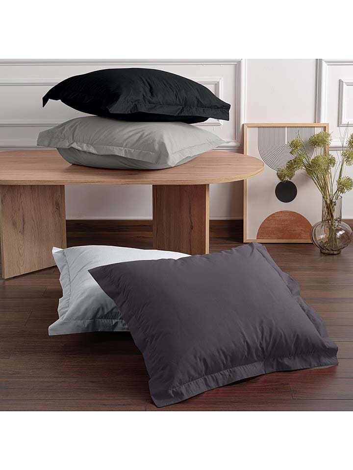 MIX&MATCH 2er-Set: Renforcè-Kissenhüllen in Schwarz günstig kaufen