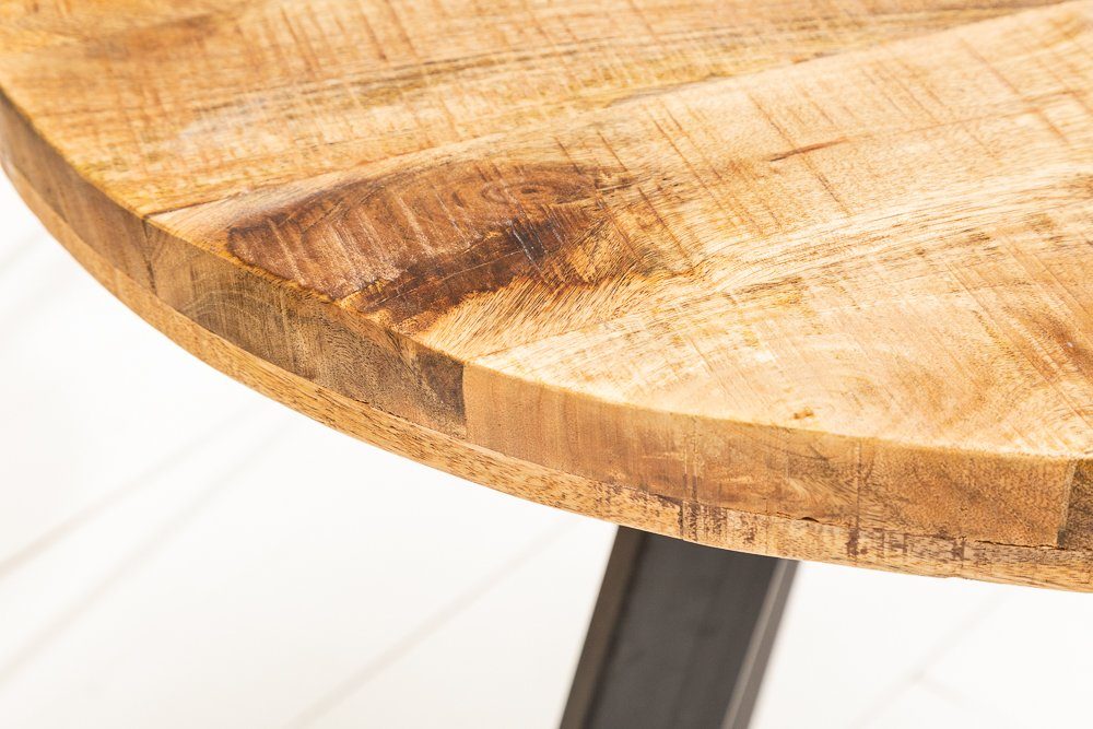 riess-ambiente Esstisch IRON CRAFT 80cm natur, Massivholz · rund · Küchentisch · Mangoholz