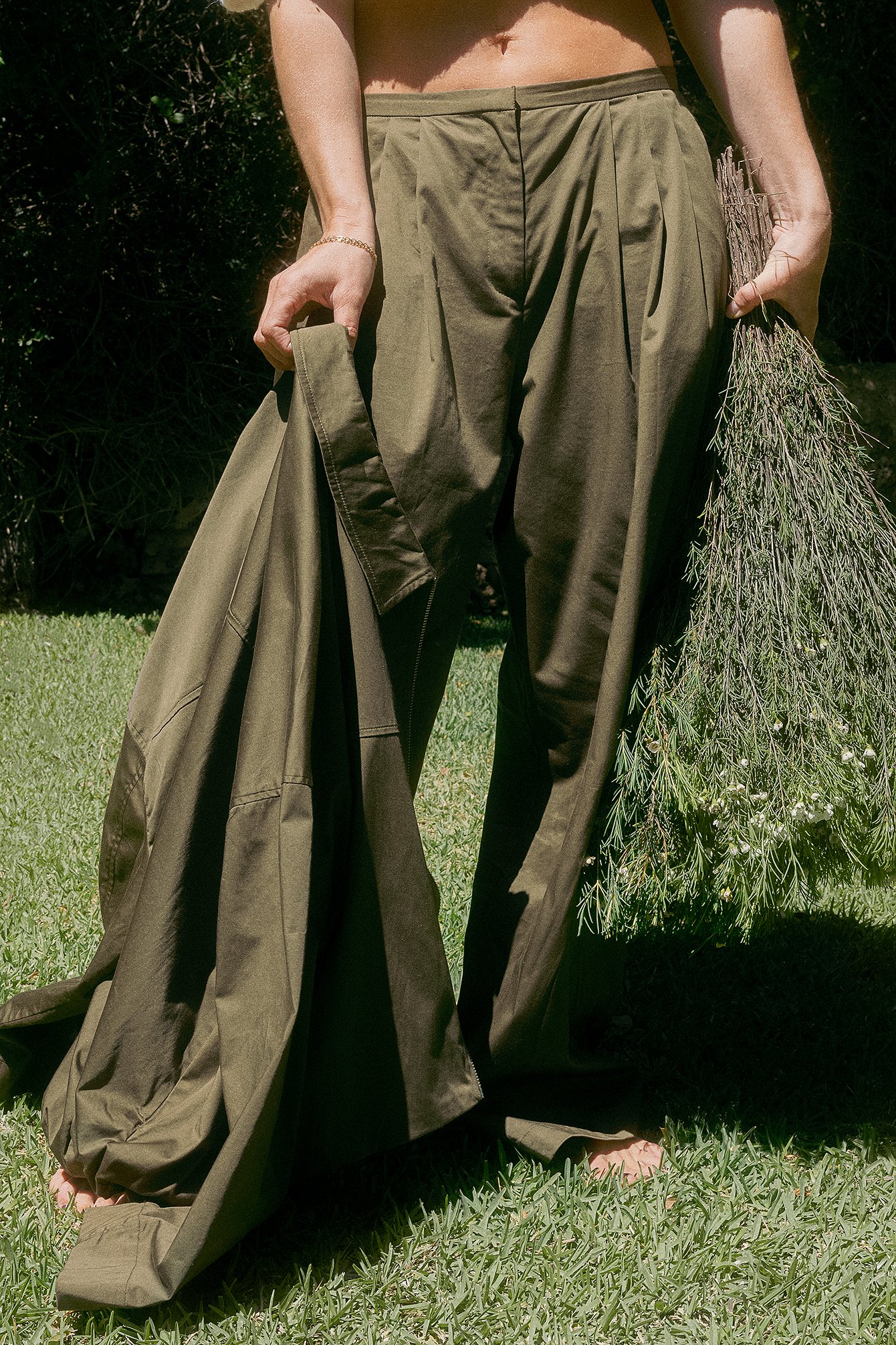 Baumwollhose mit halbhoher Taille