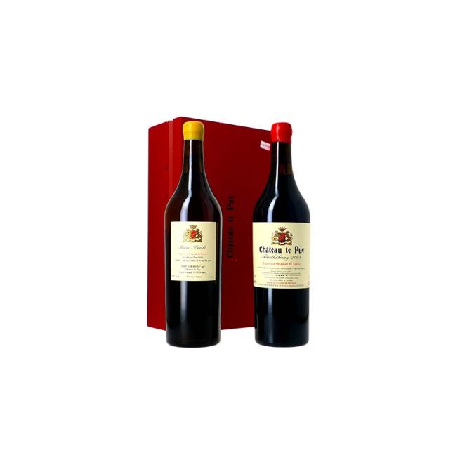 Château Le Puy Coffret avec 1 bouteille de Barthelemy et 1 bouteille de Marie Cécile 1,5 Magnum