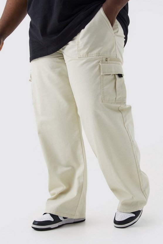 Plus elastische Ripstop Cargo-Hose mit Reißverschluss