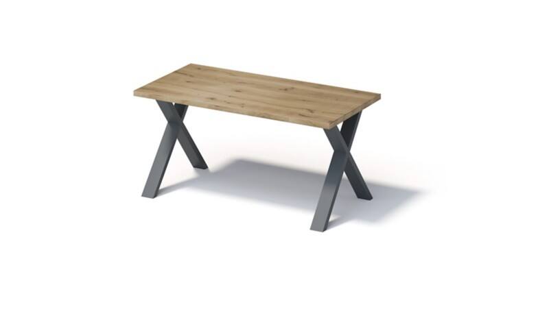 Bisley Fortis Table Regular, 1600 x 800 mm, gerade Kante, geölte Oberfläche, X-Gestell, Oberfläche: P natürlich / Gestellfarbe: 334 anthrazitgrau