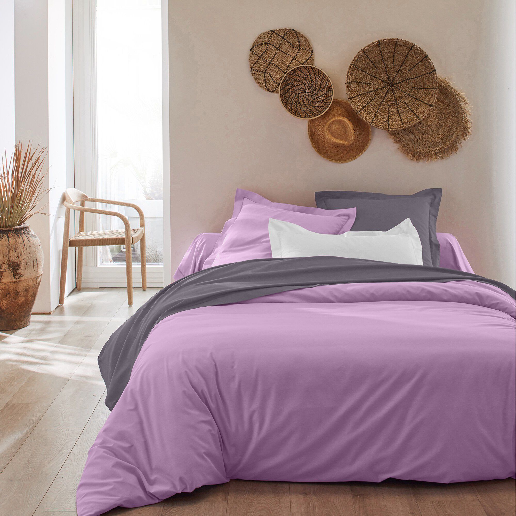 Linge de lit uni polyester-coton Colombine