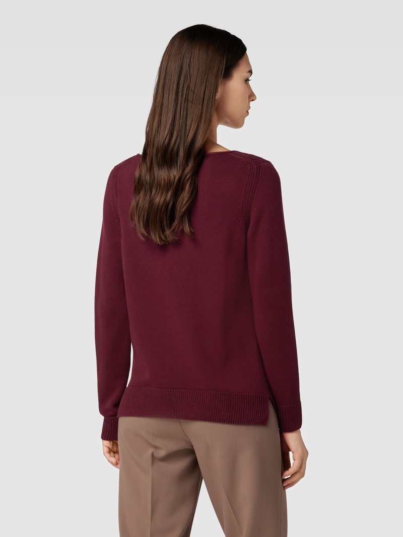 Strickpullover mit U-Boot-Ausschnitt in bordeaux rot