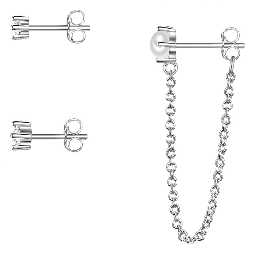 Glanzstücke München Puces d'oreilles en argent Argent sterling Oxyde de zirconium (CZ) Perle de cultu Boucles d'oreilles
