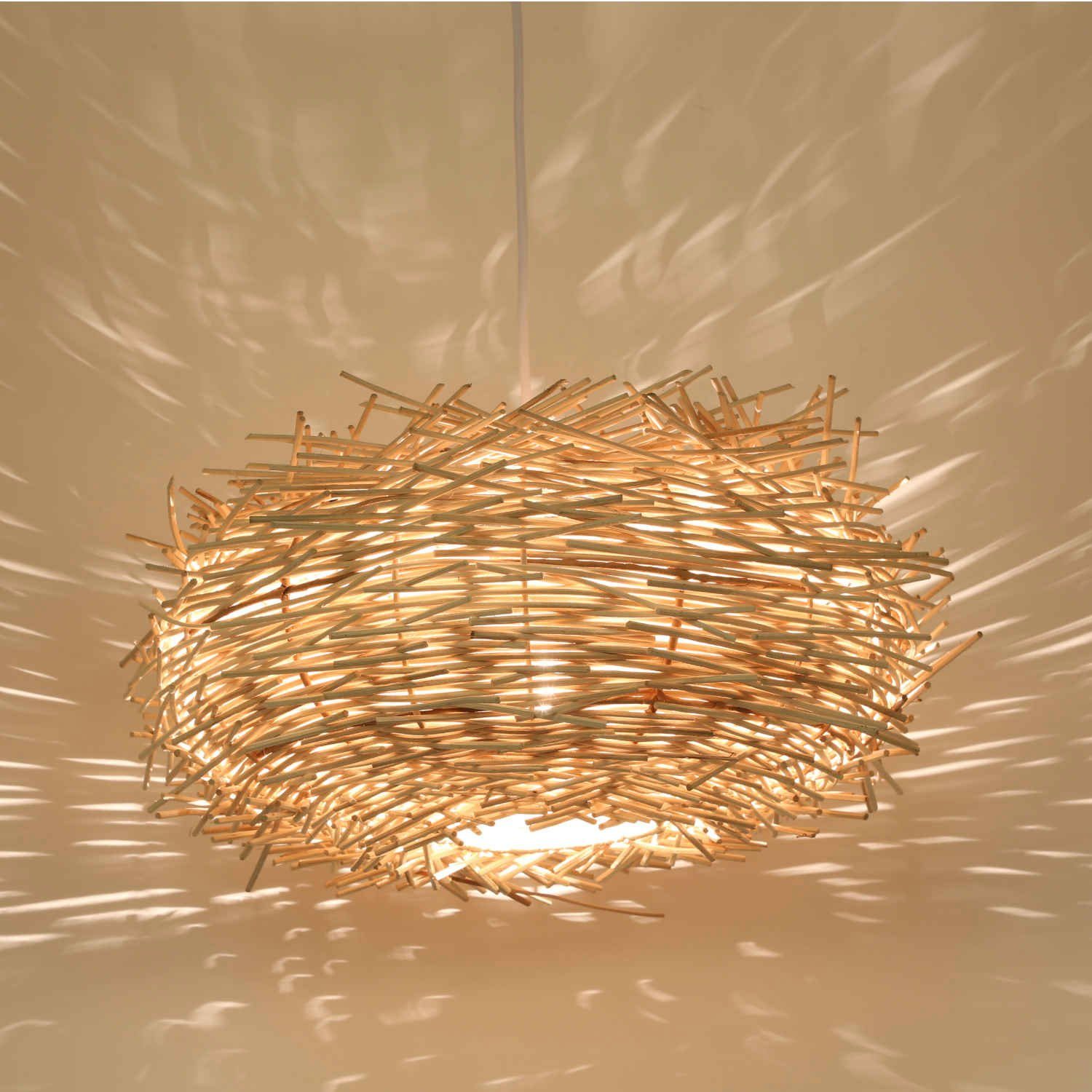 Casa Moro Deckenleuchten Rattan Lampe MIA Korbgeflecht Wohnzimmer Esszimmer Pendelleuchte Boho, ohne Leuchtmittel, Handgefertigte Designer Hängeleuchte, natur Beige