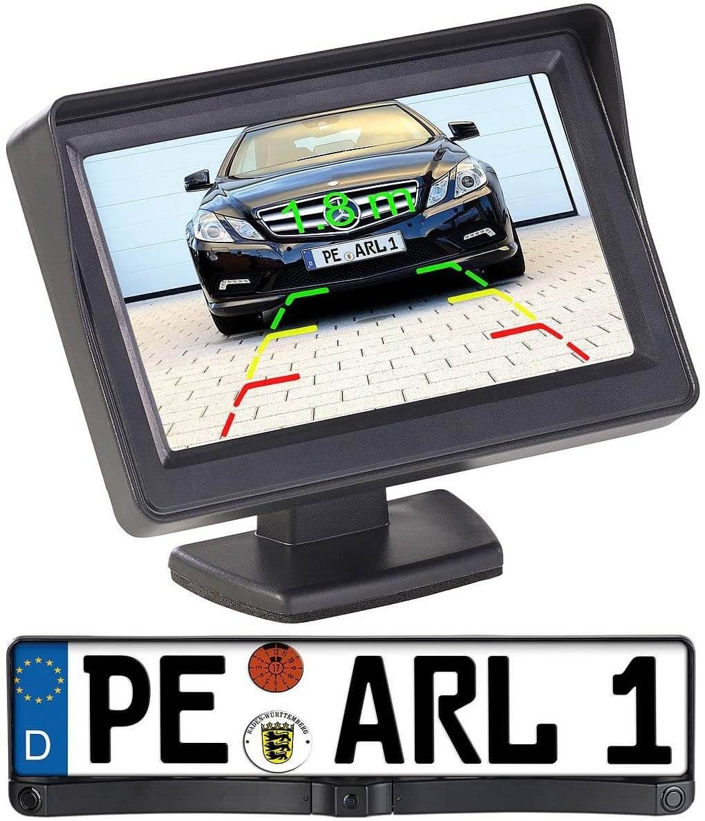 Lescars Rückfahrkamera PA-470 Funk Nummernschild, Einparkhilfe, kabellos Rückfahrkamera (HD)