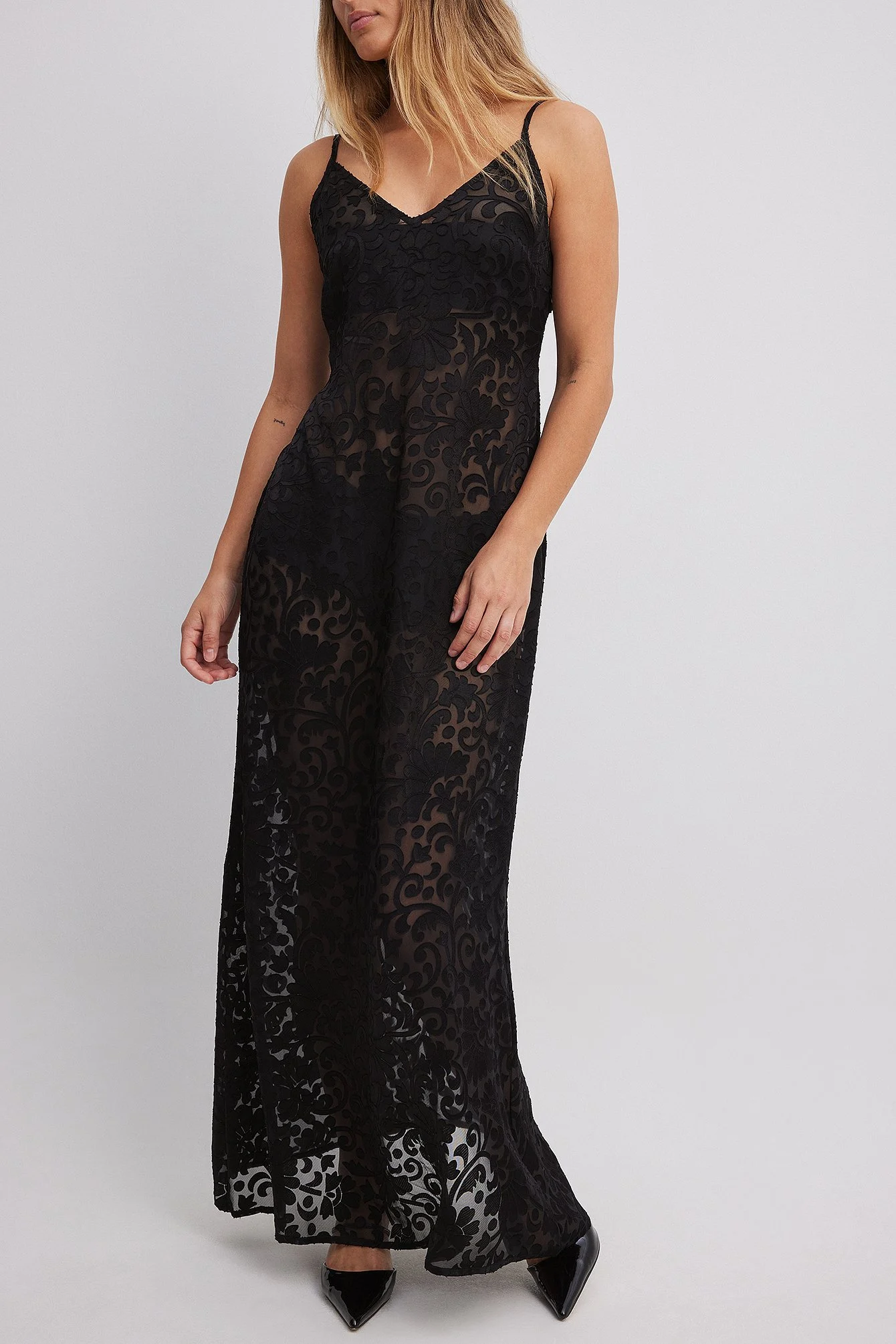 Maxi-Slipkleid aus Samt mit Burn-out