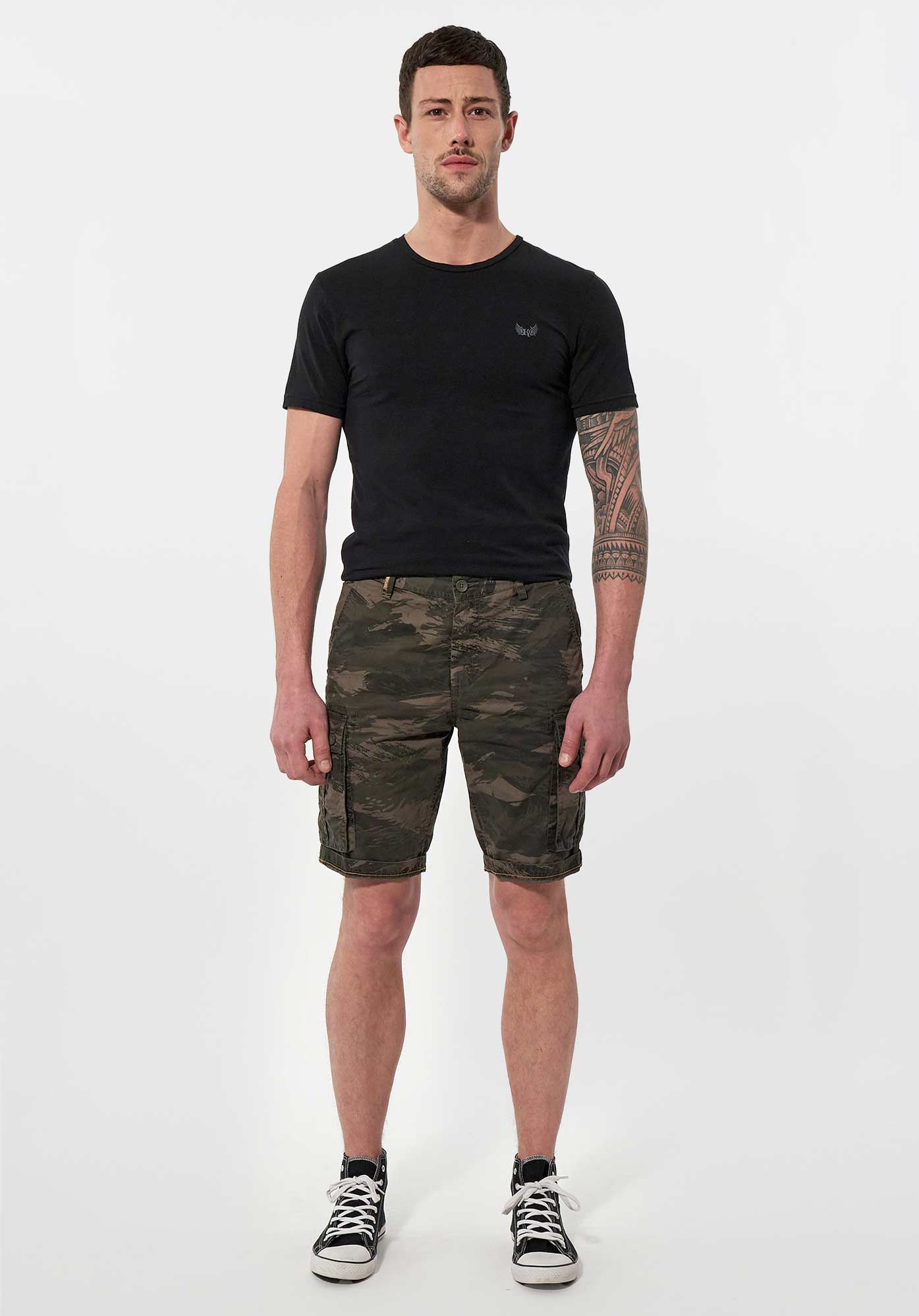 NAMOU  Short kaki camouflage Homme en 100% coton