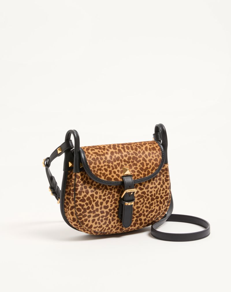 Valentino Garavani Flâneuse Lille Crossbody-taske i dyreprint med hesteskindseffekt i kalveskind