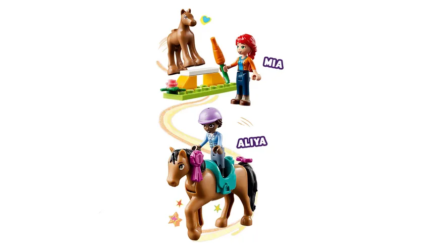 LEGO Friends 41746 Reitschule, Pferdespielzeug-Set mit Aliya und Mia