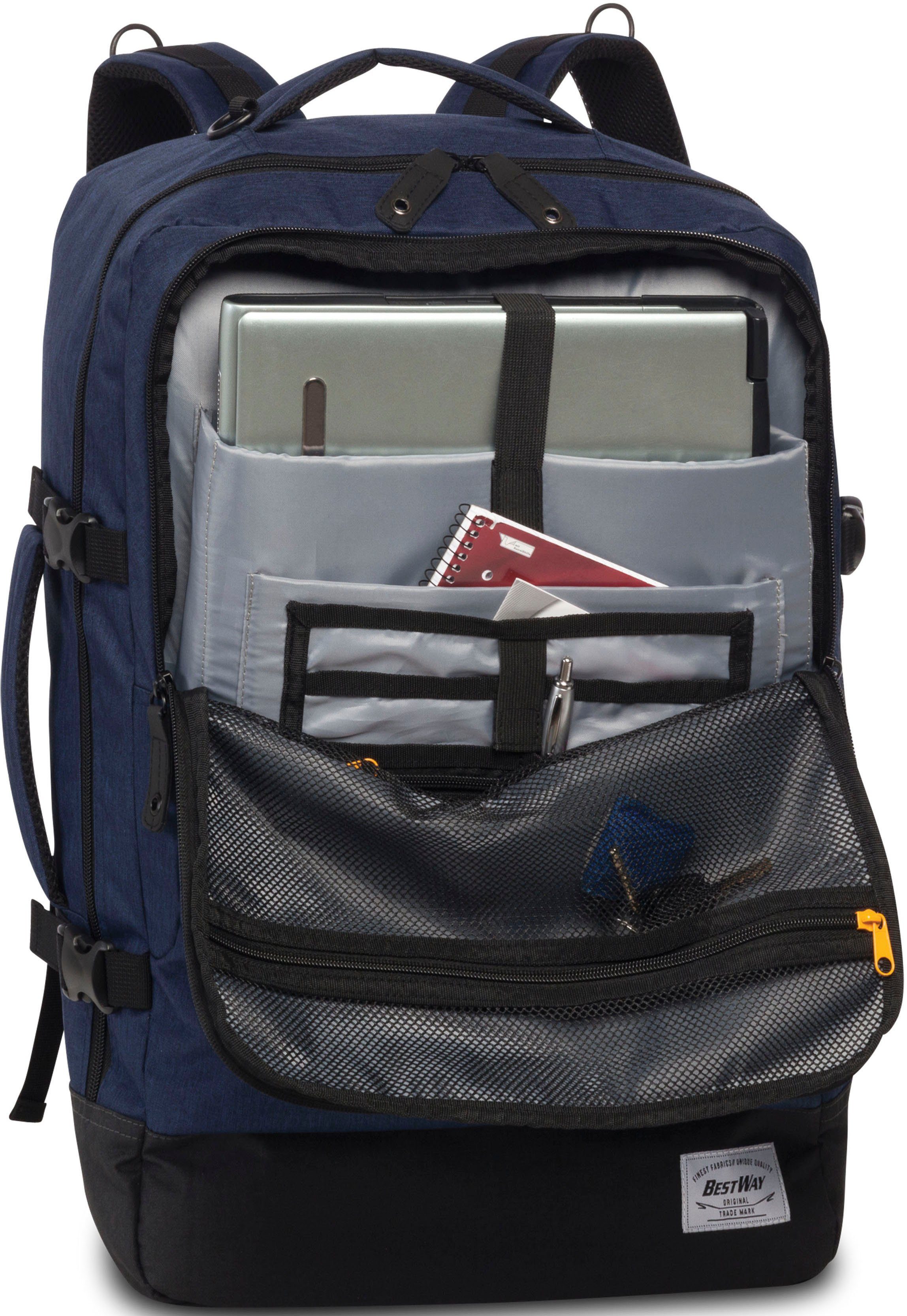 BESTWAY Reiserucksack Cabin Pro Retro, 40 l, marineblau, mit Laptopfach