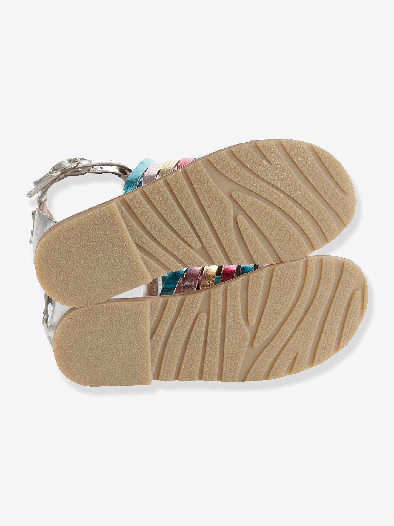 Vertbaudet Römer-Sandalen für Mädchen, Leder - mehrfarbig