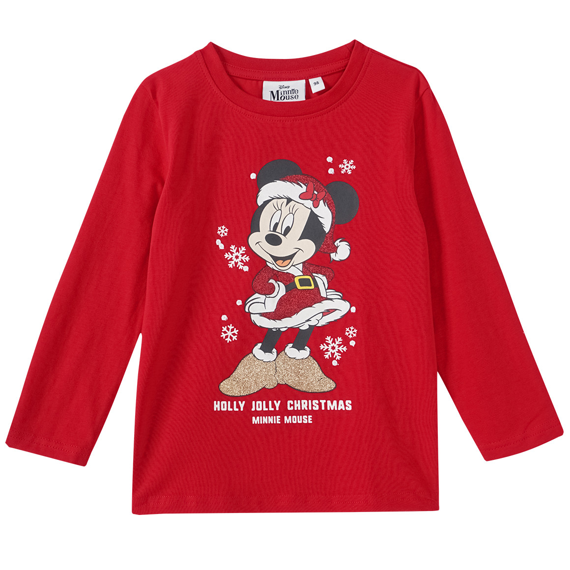 Minnie Maus Weihnachtslangarmshirt mit Print rot