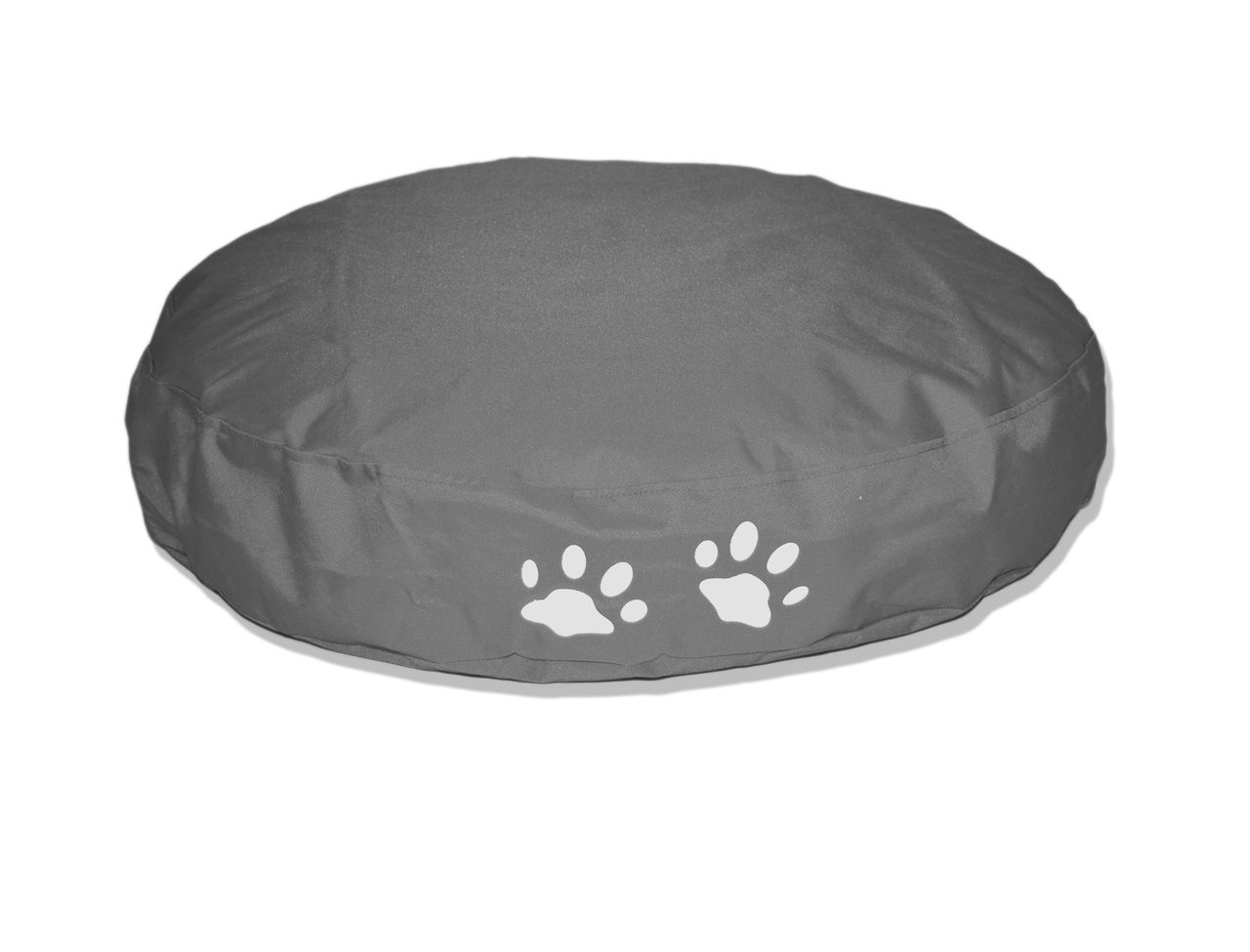 Kinzler Outdoorfähiges Tierkissen Rund mit Pfotendruck, ca. 70Dx12H cm, Farbe: Grau