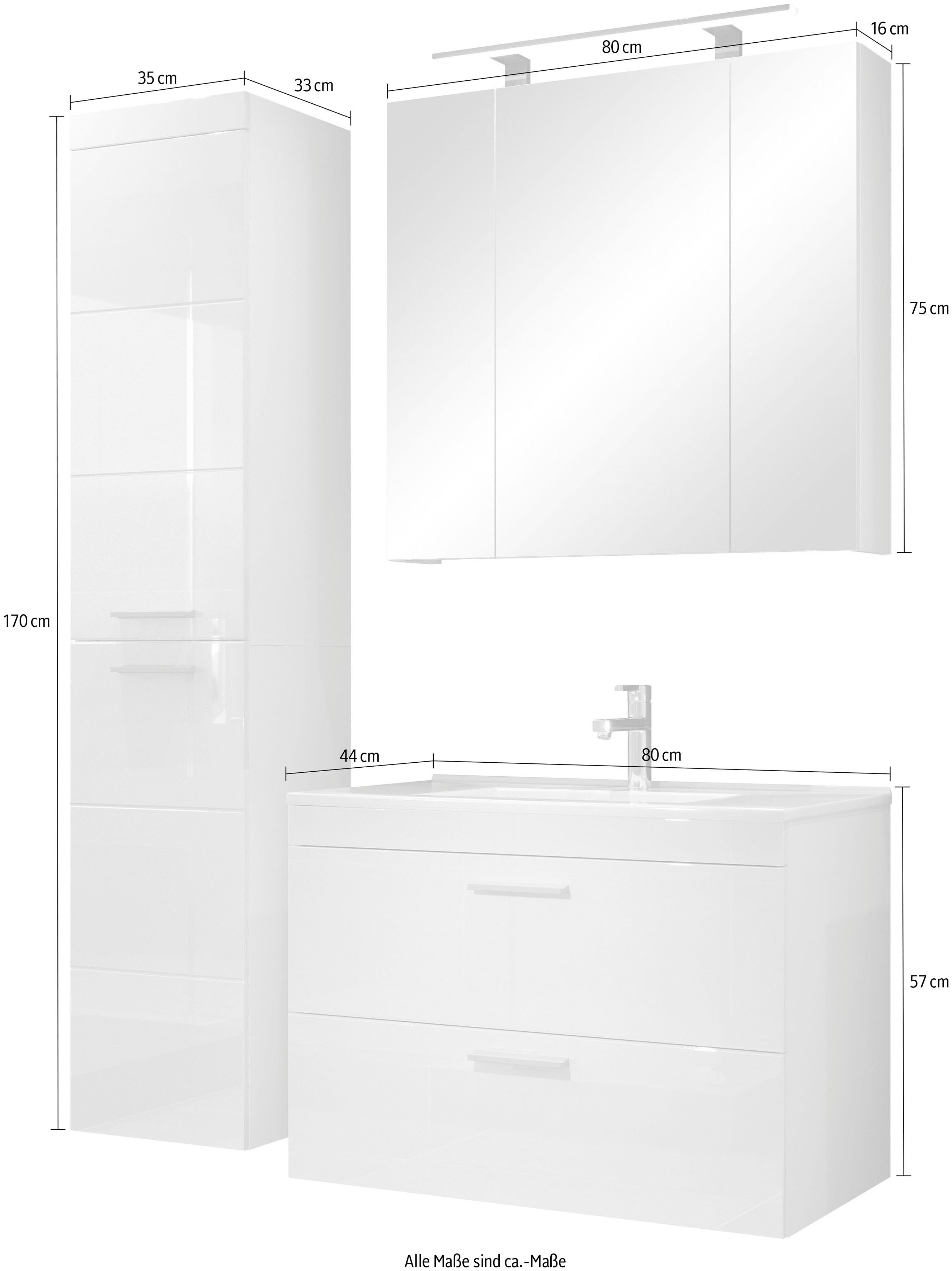 welltime Badezimmer-Set Dormoletto, (4-St), Badmöbel, 4-tlg.
