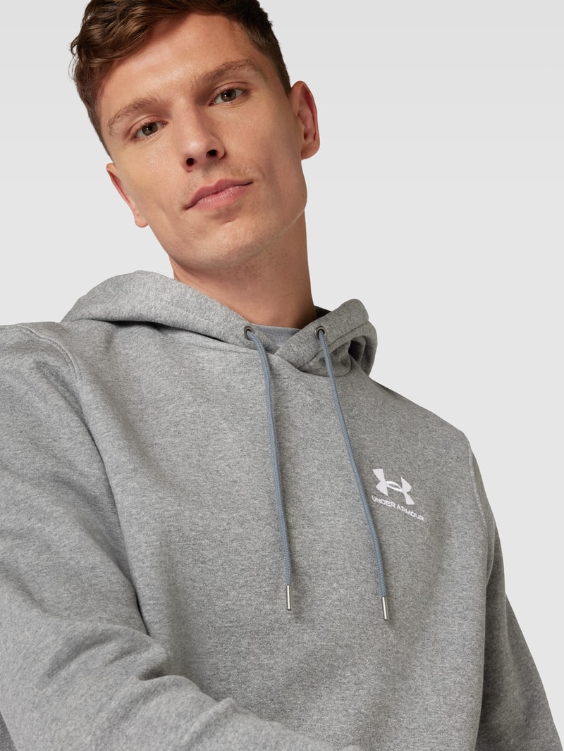 Hoodie mit Label-Stitching Modell 'Essential' in dunkelgrau