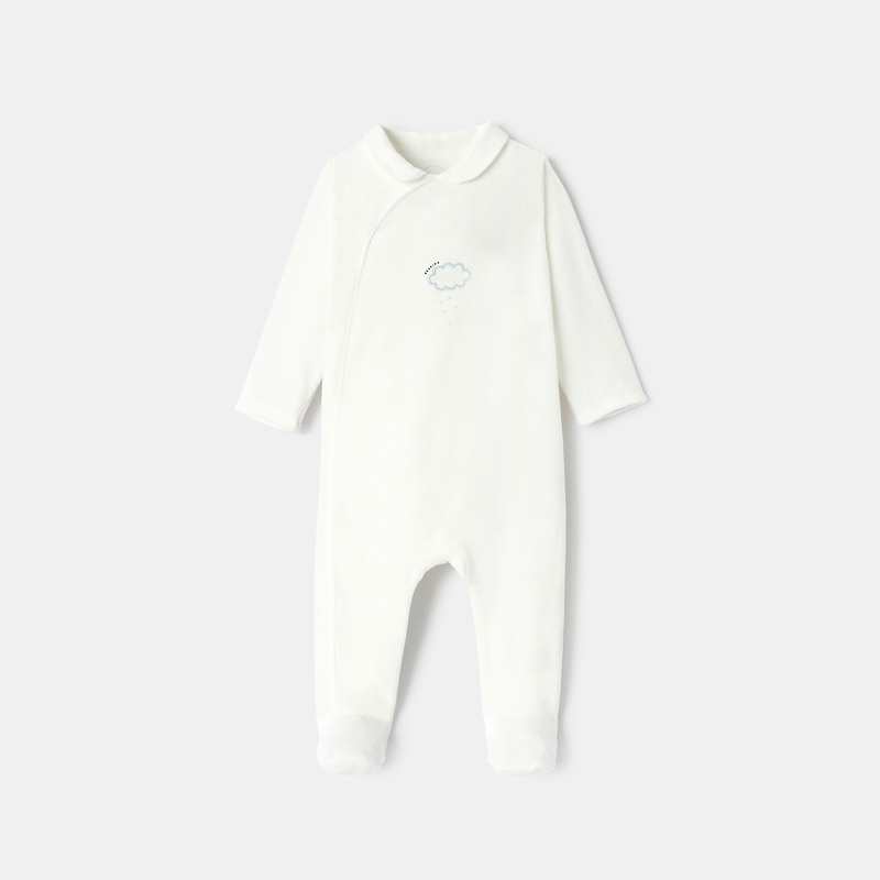 Dors-bien en velours brodé blanc naissance Absorba