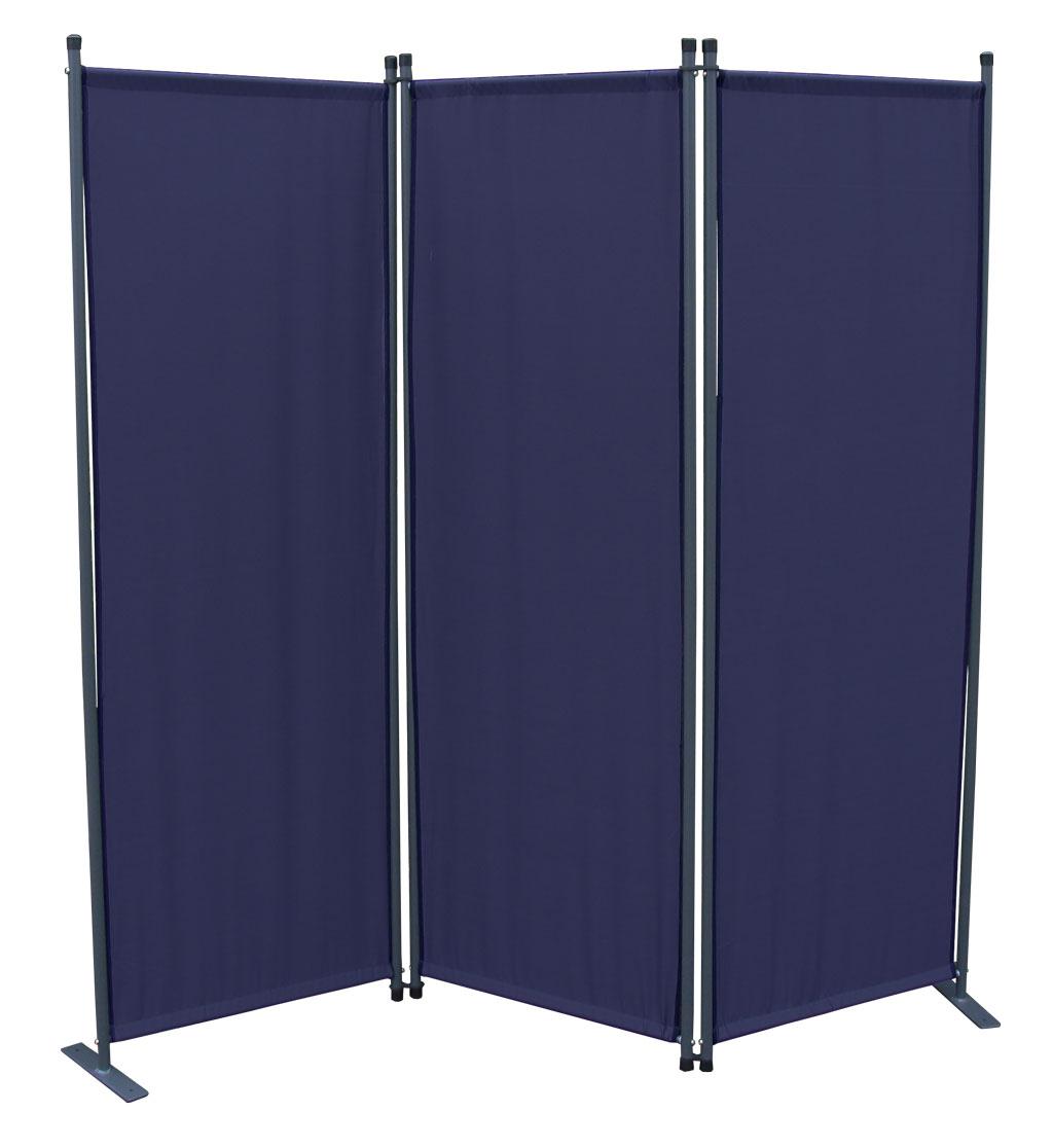 Grasekamp Stellwand 165x170 cm dreiteilig - blau - Paravent Raumteiler Trennwand Sichtschutz