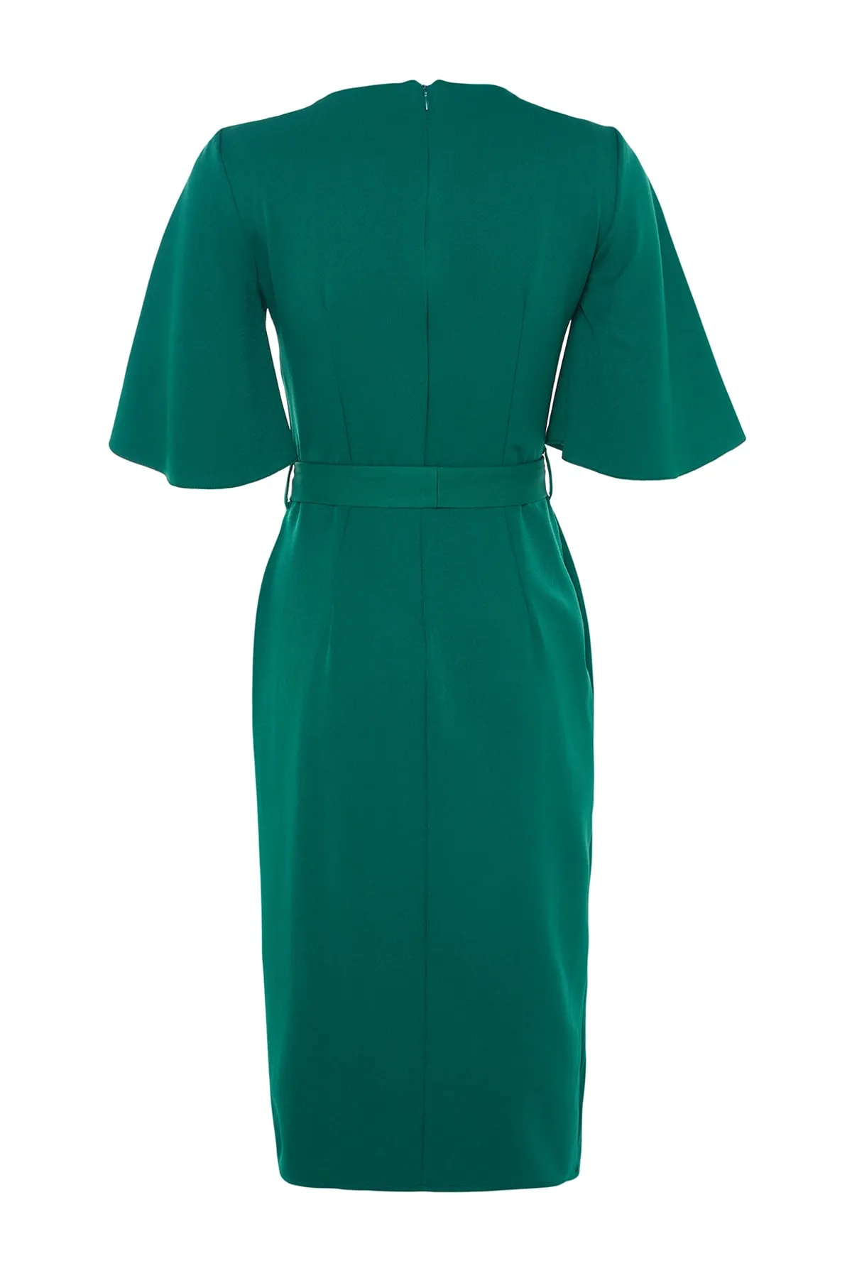 Trendyol Collection  Smaragdgrünes, figurbetontes, gewebtes Midikleid mit Gürtel und Schlitz TOFAW19BB0167