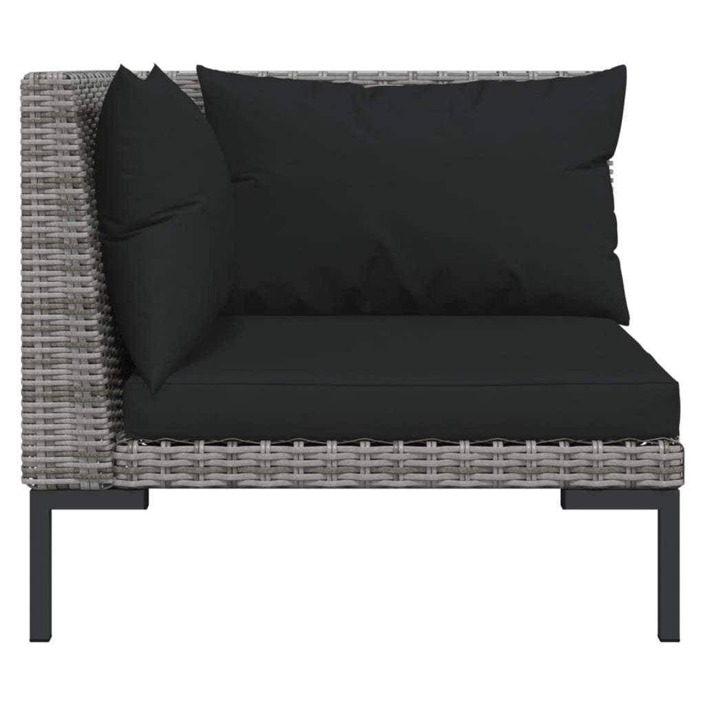 vidaXL Gartenlounge-Set 5-tlg. Garten-Lounge-Set mit Auflagen Poly Rattan Dunkelgrau, (1-tlg)
