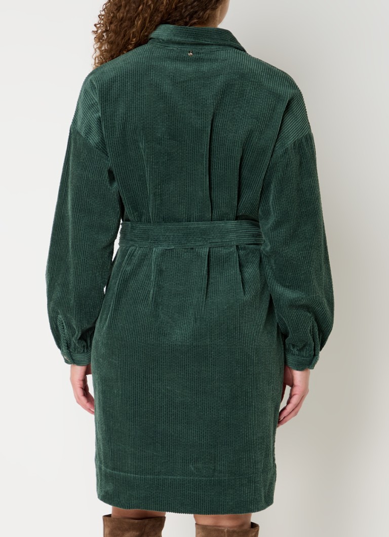 Robe-blouse courte en velours côtelé River Woods avec ceinture à nouer et poches latérales