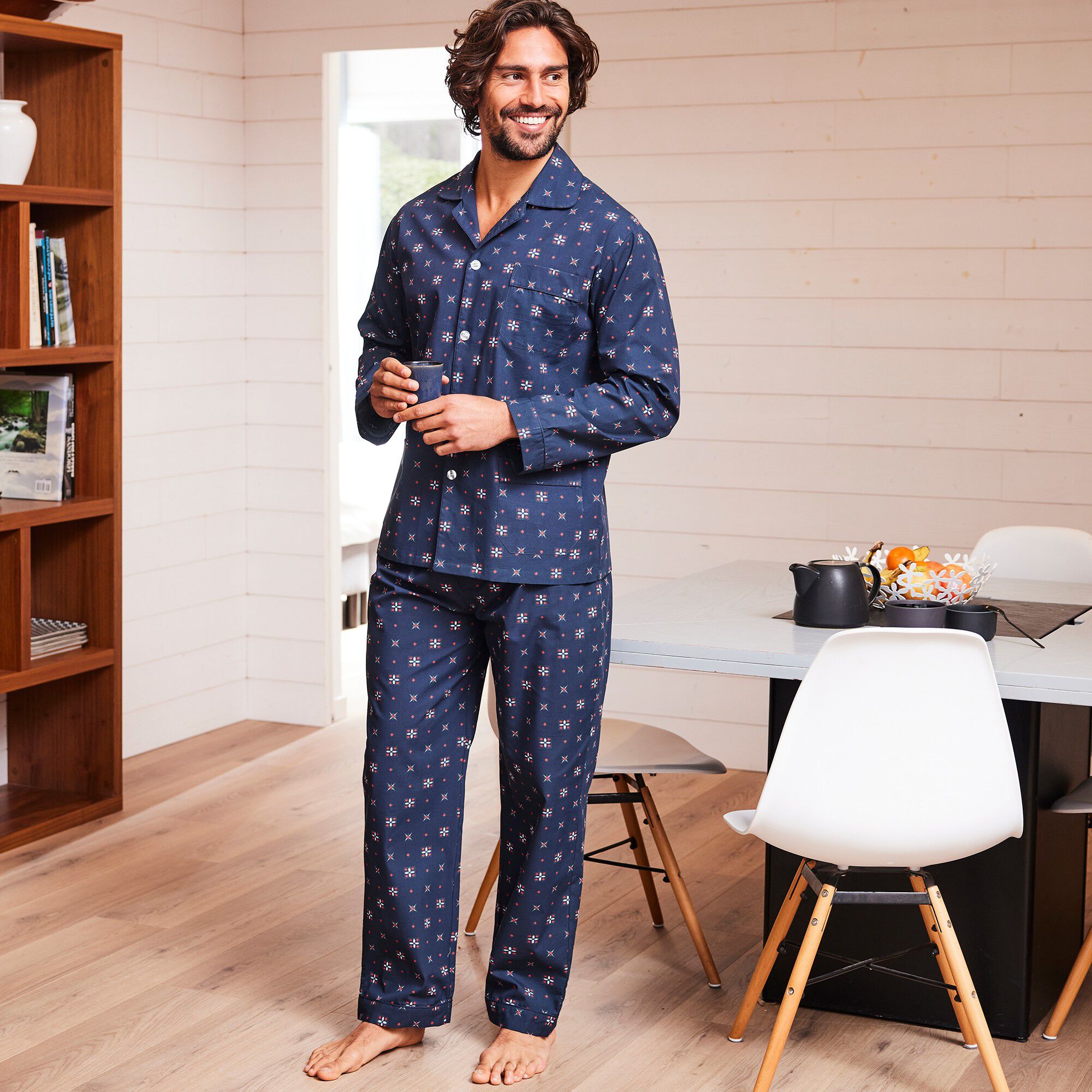 Pyjama imprimé popeline polyester/coton