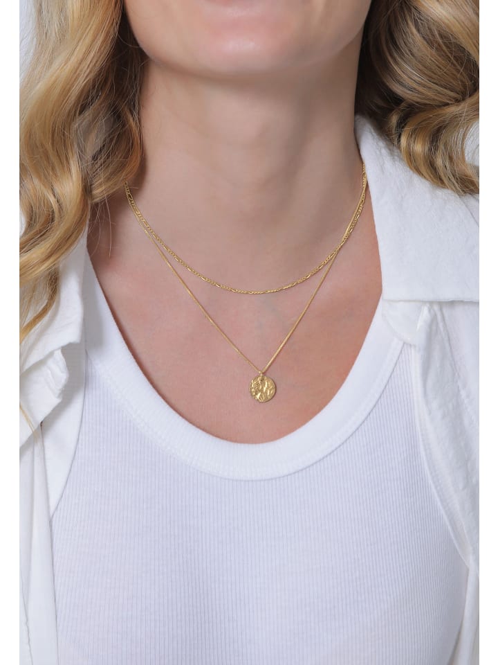 Elli Halskette 925 Sterling Silber Plättchen, Figaro in Gold günstig kaufen
