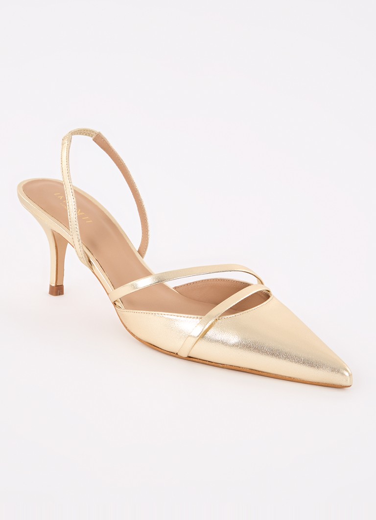 LKBennett Madely bőr slingback fémes bevonattal