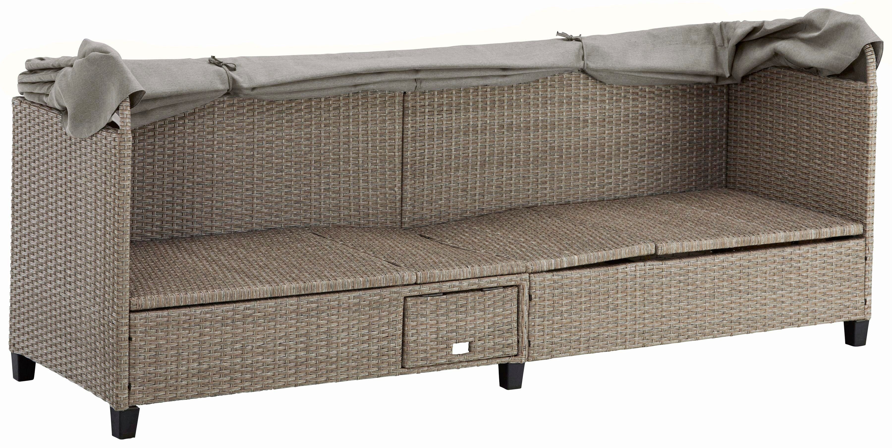 KONIFERA Loungesofa Alabama, BxTxH: 200x133x60 cm, Polyrattan, inkl. Auflage