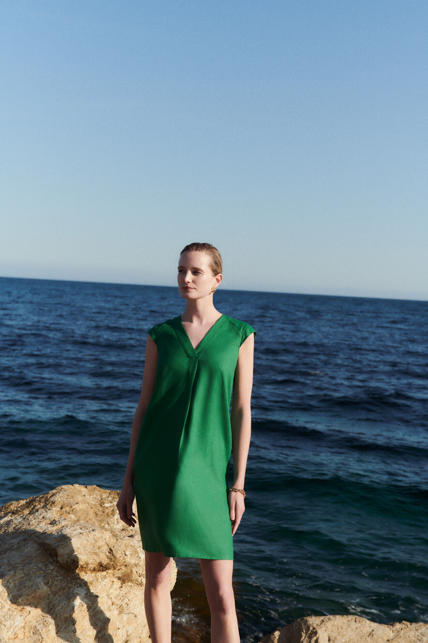 robe pamela 100% lin vert menthe femme
